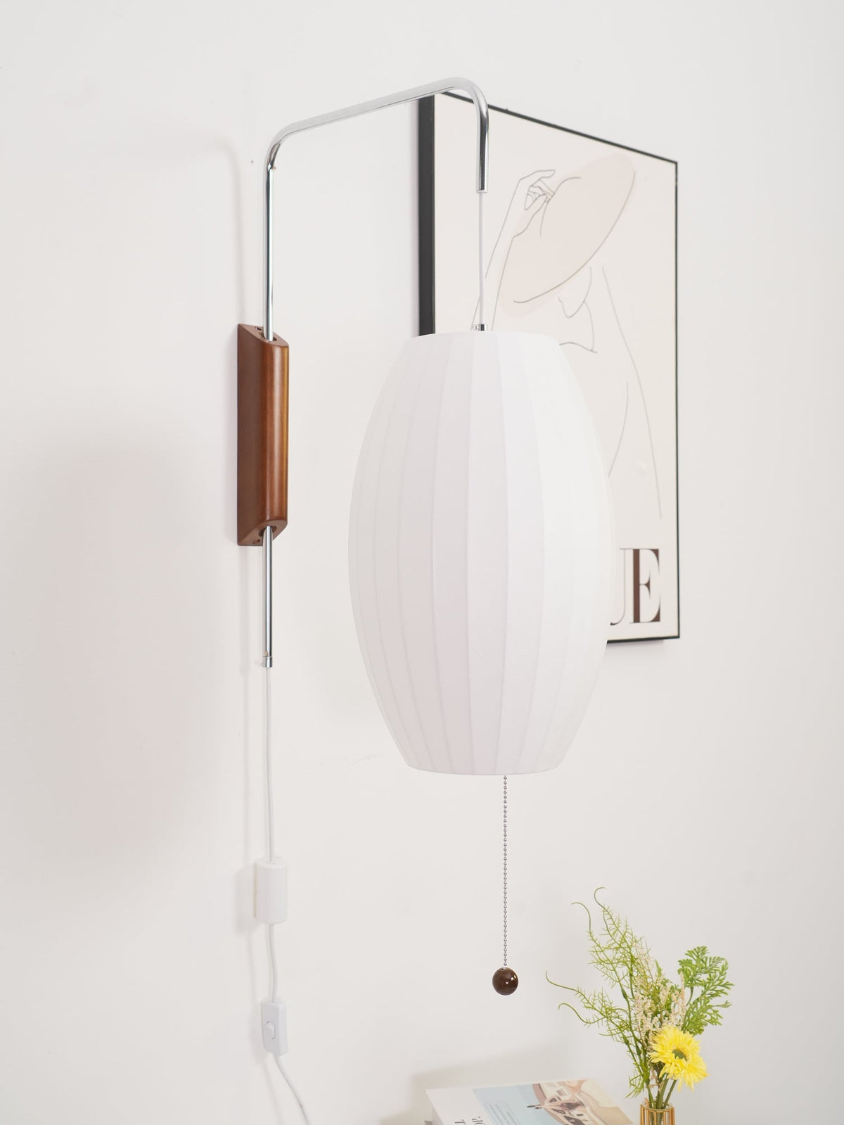 Contemporary Polymer Pull Chain Wall Light 1-Light
