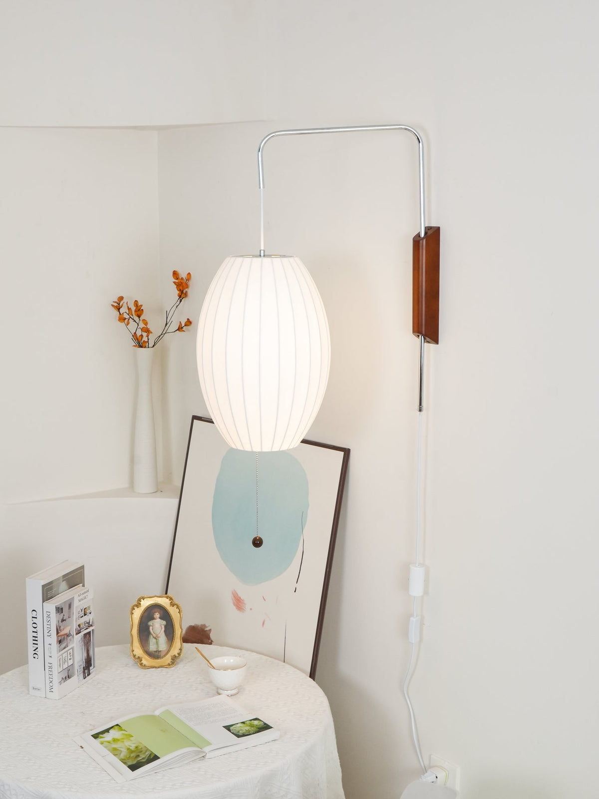 Contemporary Polymer Pull Chain Wall Light 1-Light