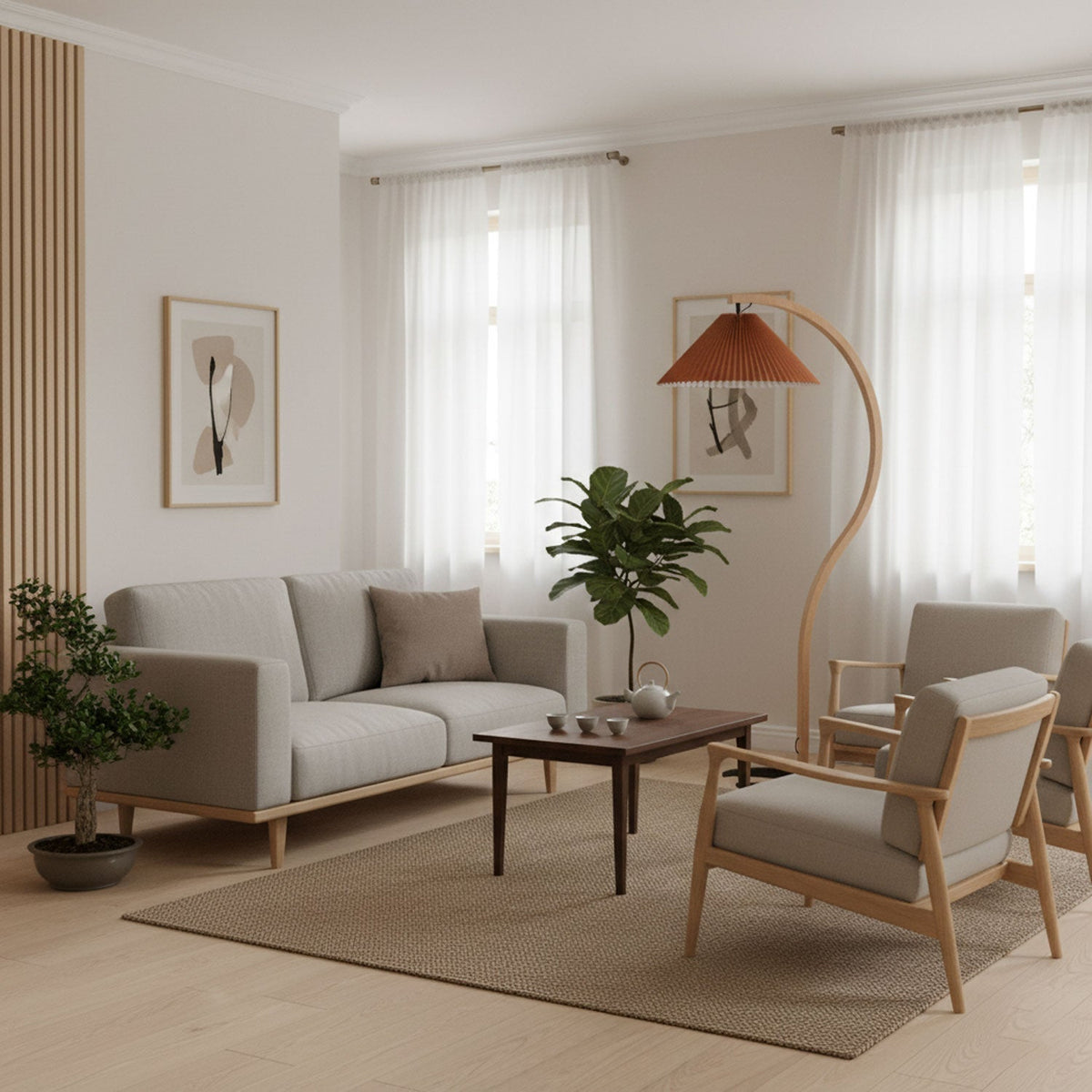 Contemporary Fabric Pleated Shade Floor Lamp 1-Light