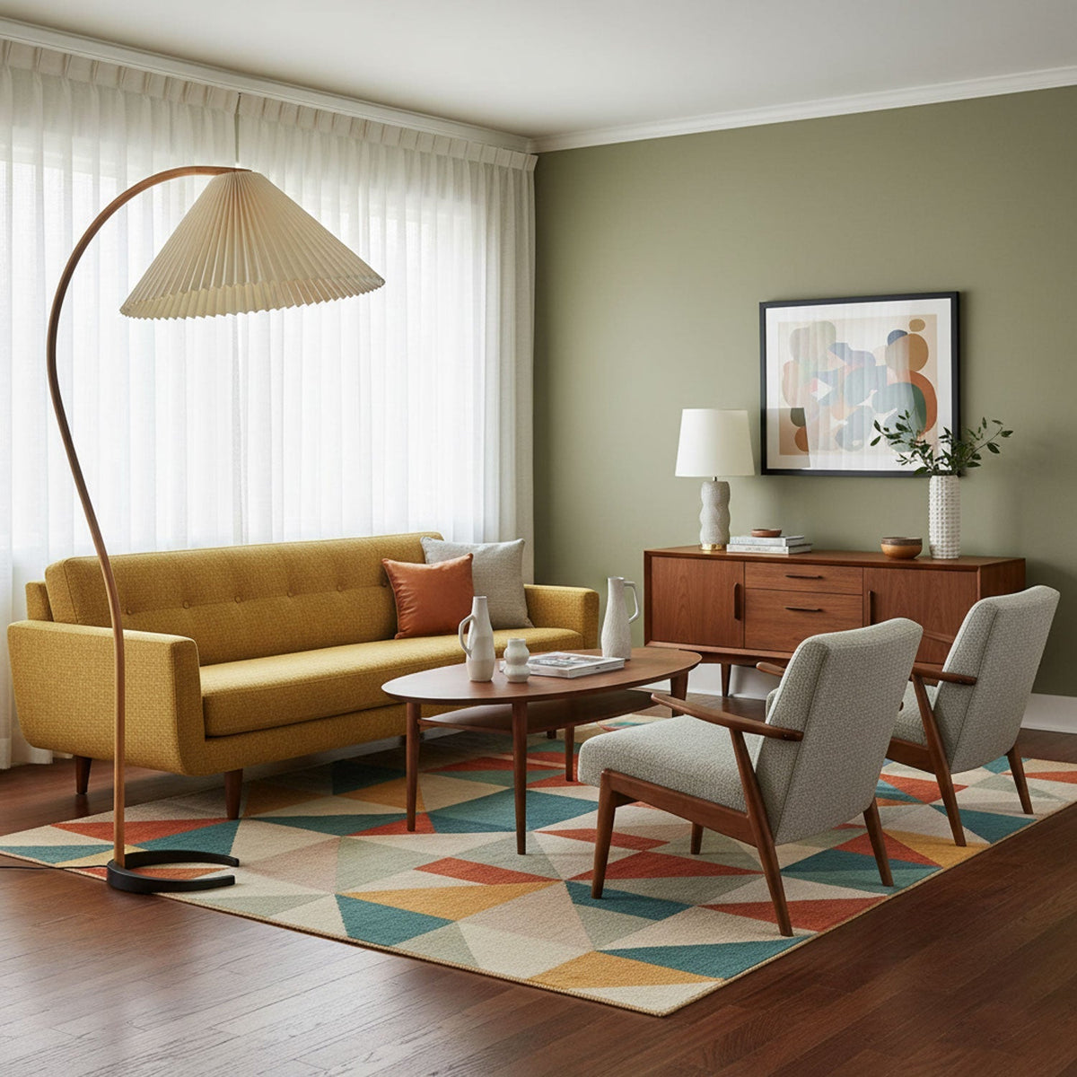 Contemporary Fabric Pleated Shade Floor Lamp 1-Light