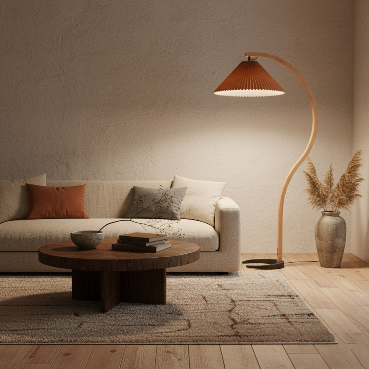 Contemporary Fabric Pleated Shade Floor Lamp 1-Light