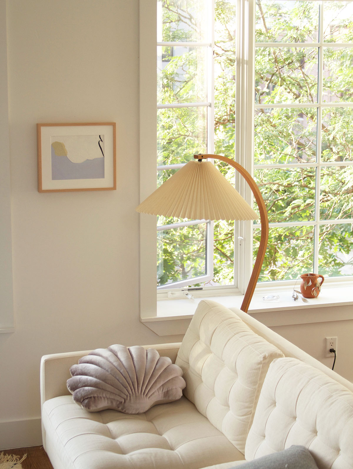 Contemporary Fabric Pleated Shade Floor Lamp 1-Light