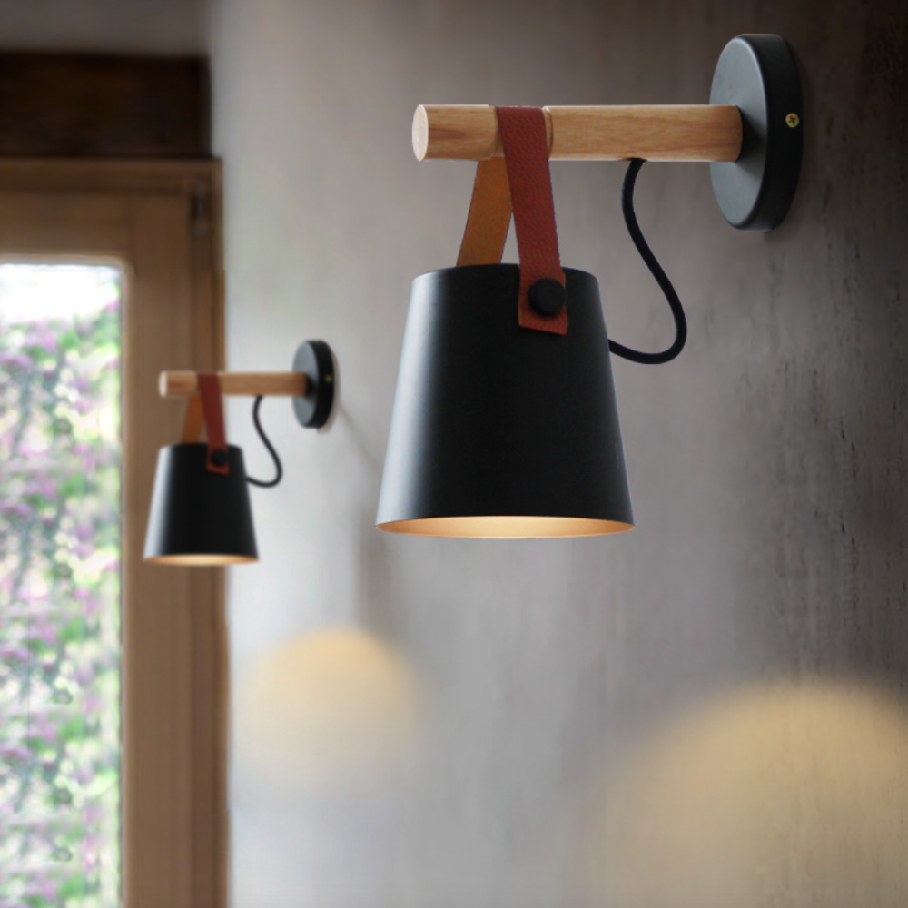 Contemporary Wood Strap Wall Light 1-Light