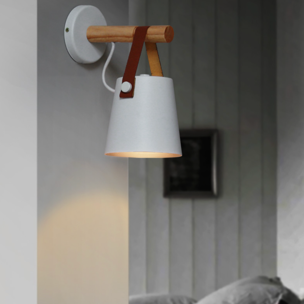 Contemporary Wood Strap Wall Light 1-Light
