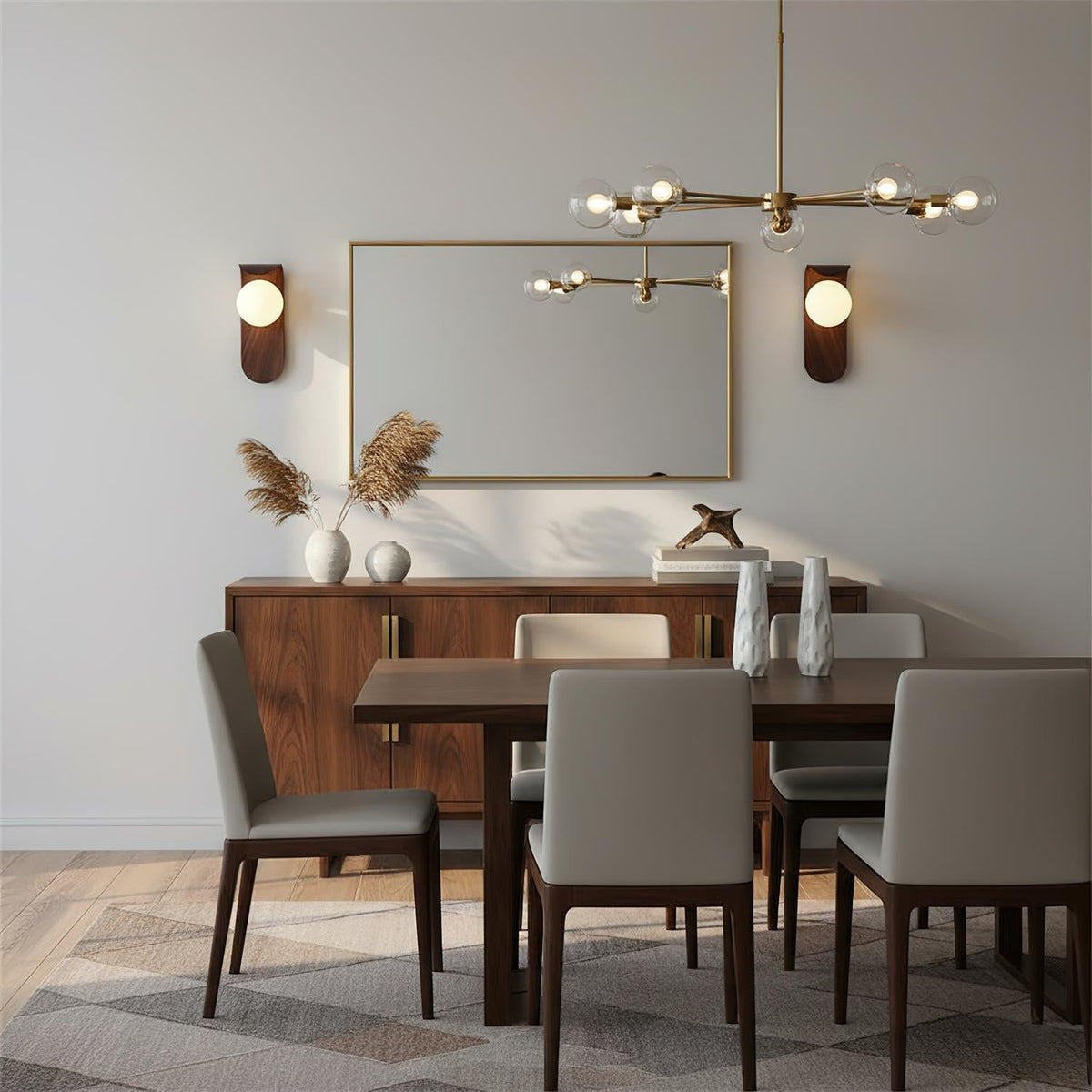 Contemporary Wood Opal Globe Wall Light 1-Light