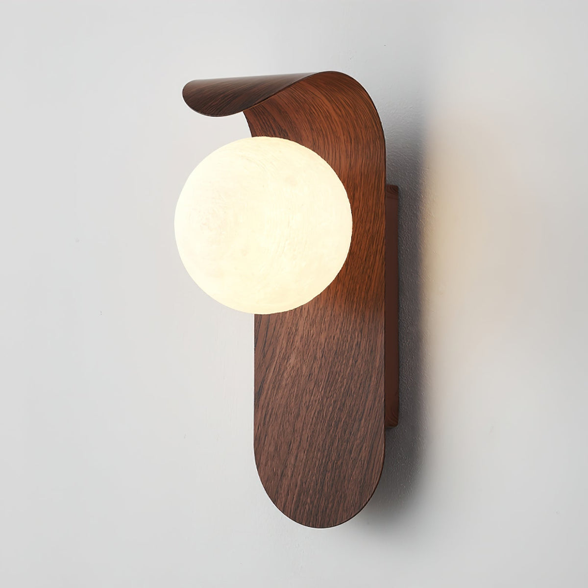 Contemporary Wood Opal Globe Wall Light 1-Light
