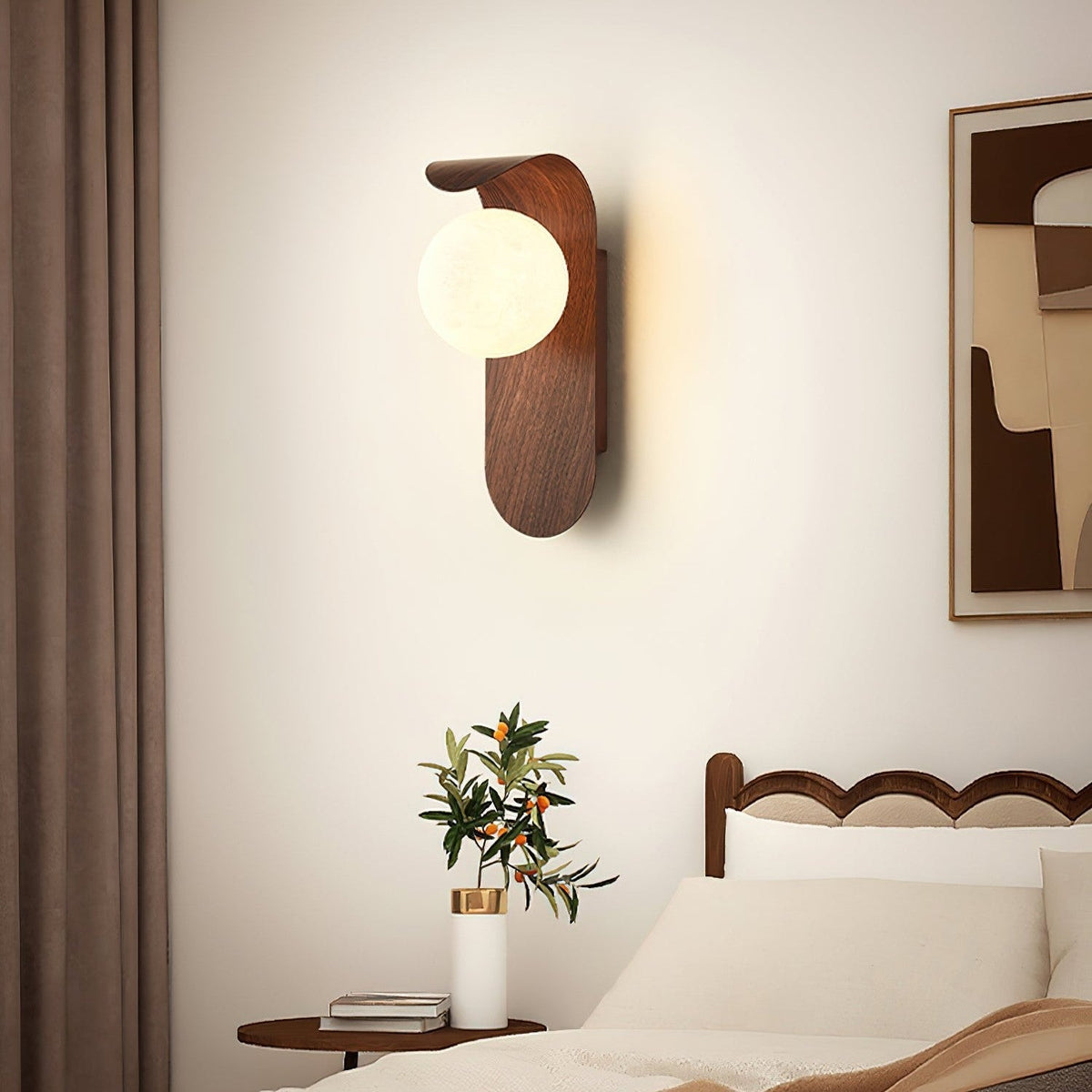Scandinavian Wood Globe Wall Sconce LED 1-Light
