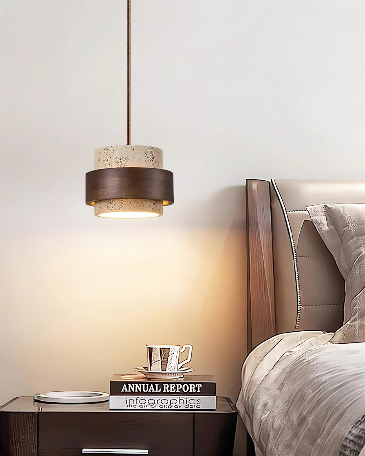 Contemporary Travertine Downlight Pendant Light
