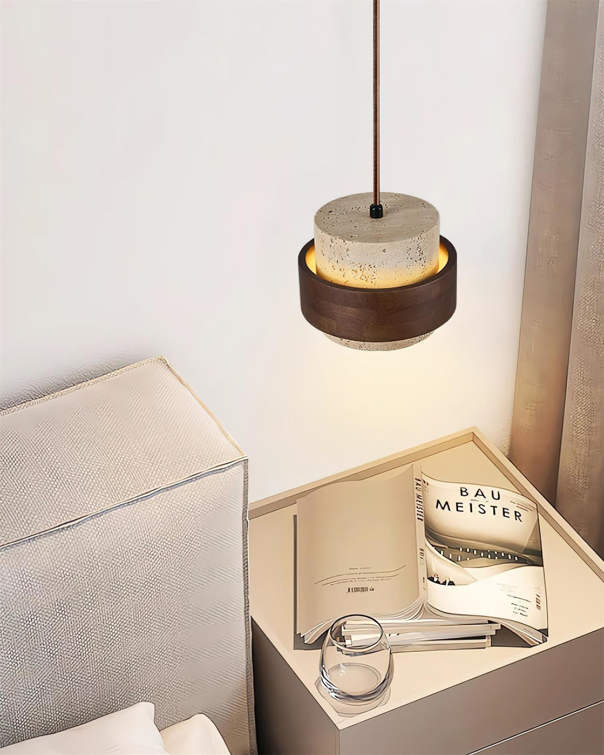 Contemporary Travertine Downlight Pendant Light