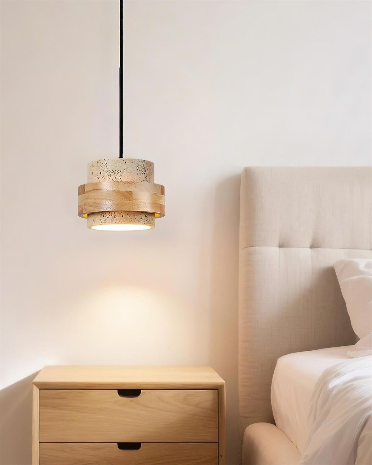 Contemporary Travertine Downlight Pendant Light