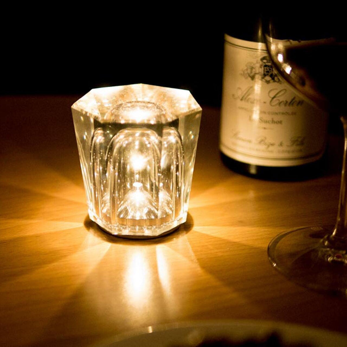 Contemporary Crystal Faceted Prism Table Lamp 1-Light