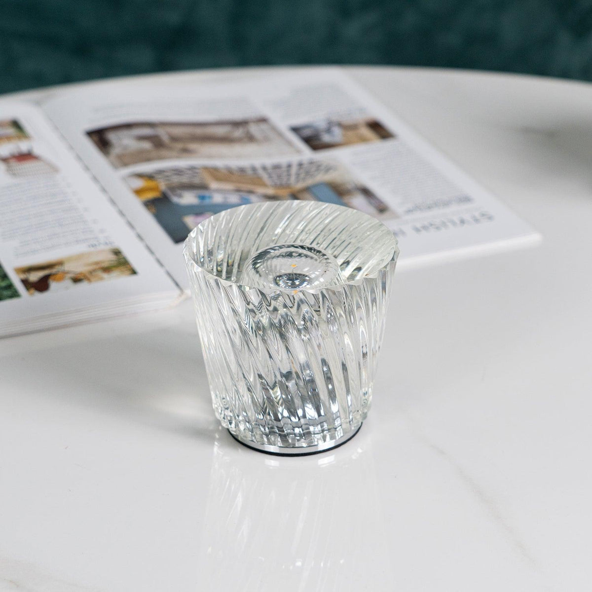Contemporary Crystal Faceted Prism Table Lamp 1-Light