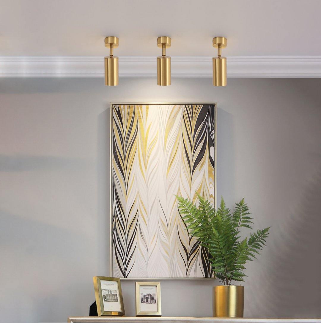 Contemporary Brass Double Cylinder Adjustable Wall Spotlight