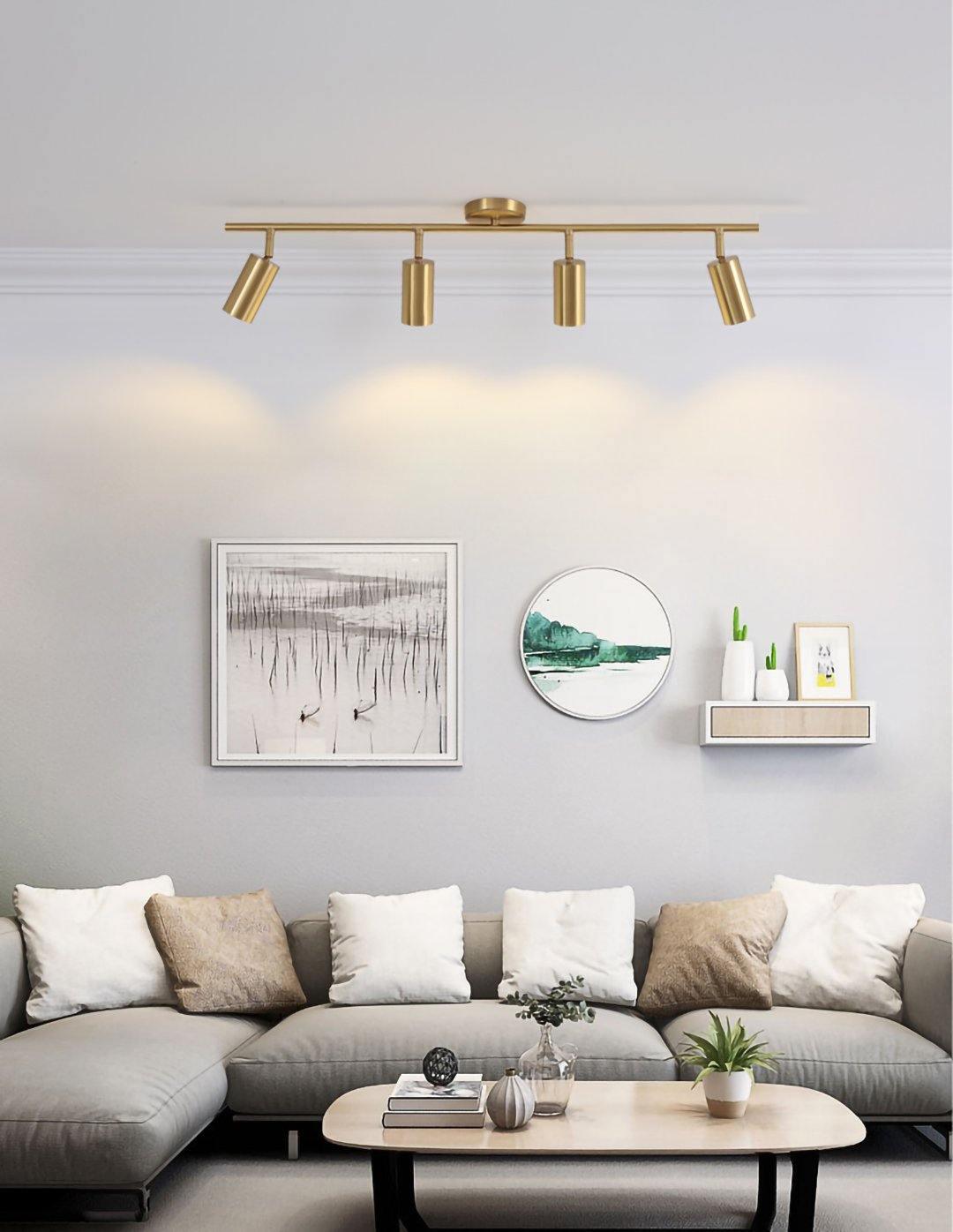 Contemporary Brass Double Cylinder Adjustable Wall Spotlight