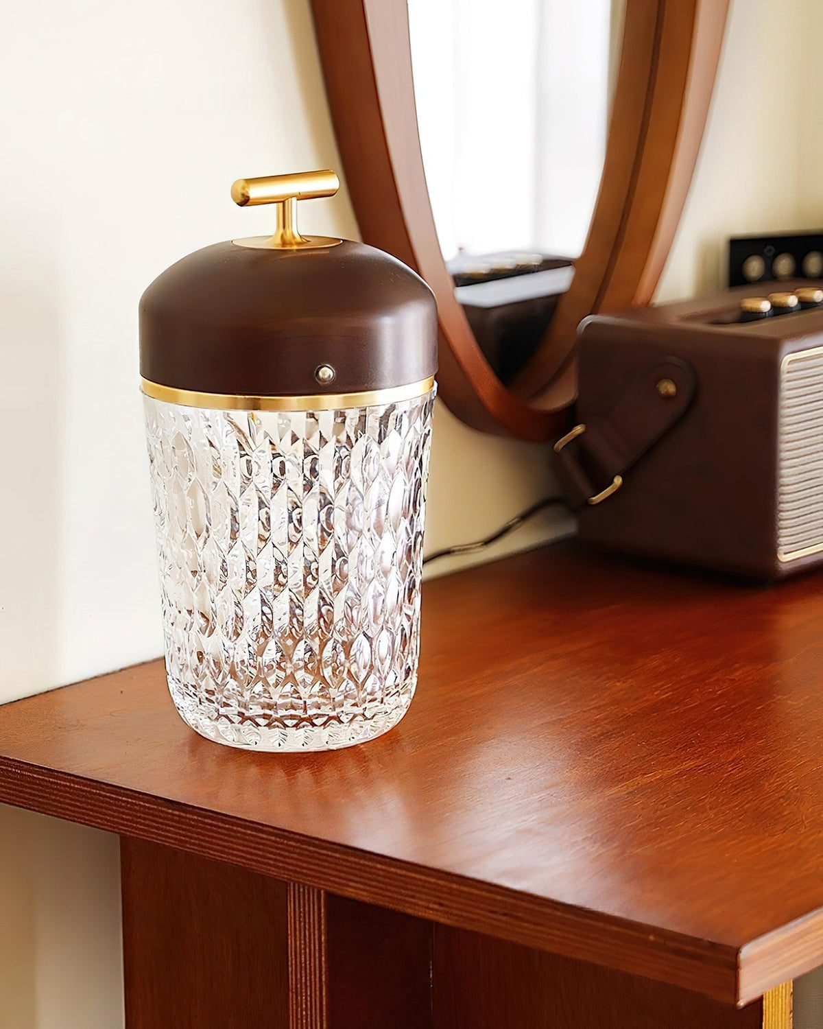 Contemporary Crystal Top Handle Table Lamp 1-Light