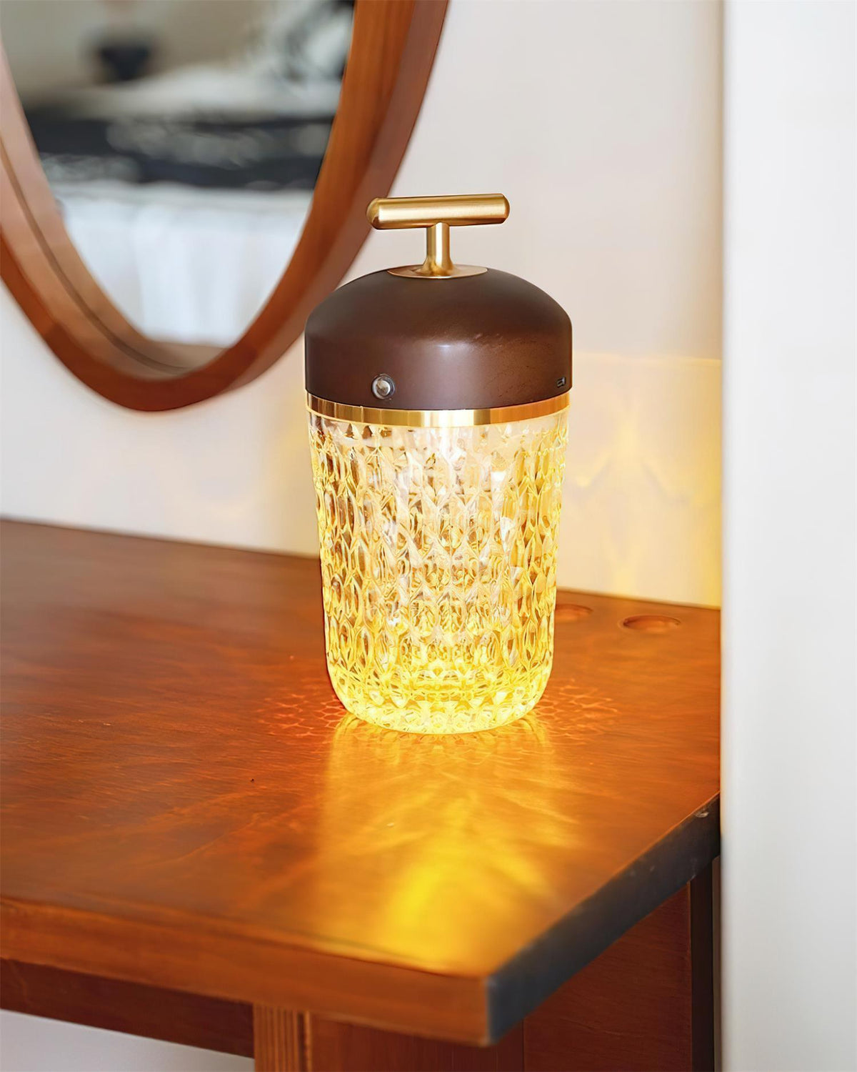 Contemporary Crystal Top Handle Table Lamp 1-Light