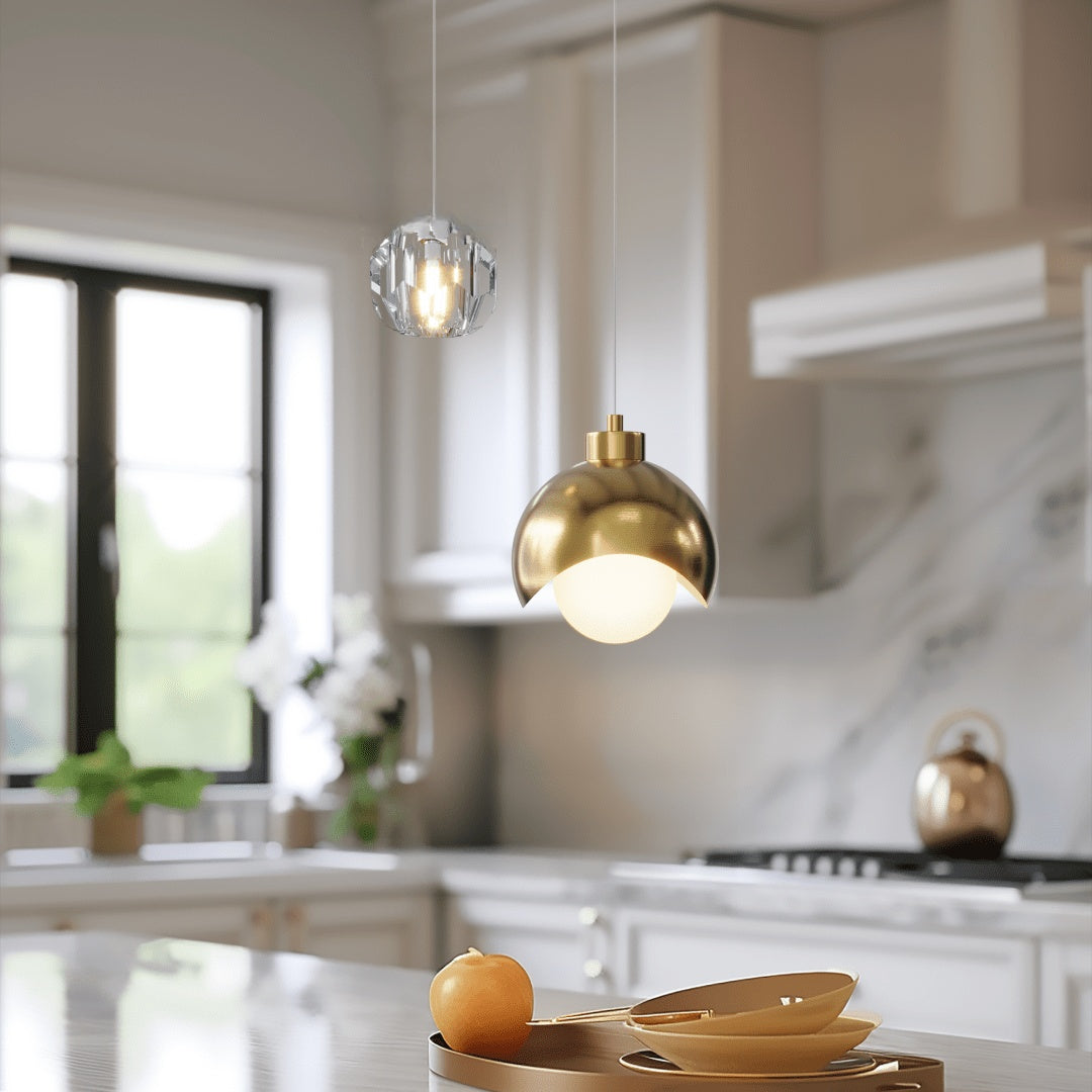 Contemporary Crystal Globe Shade Pendant Light 1-Light