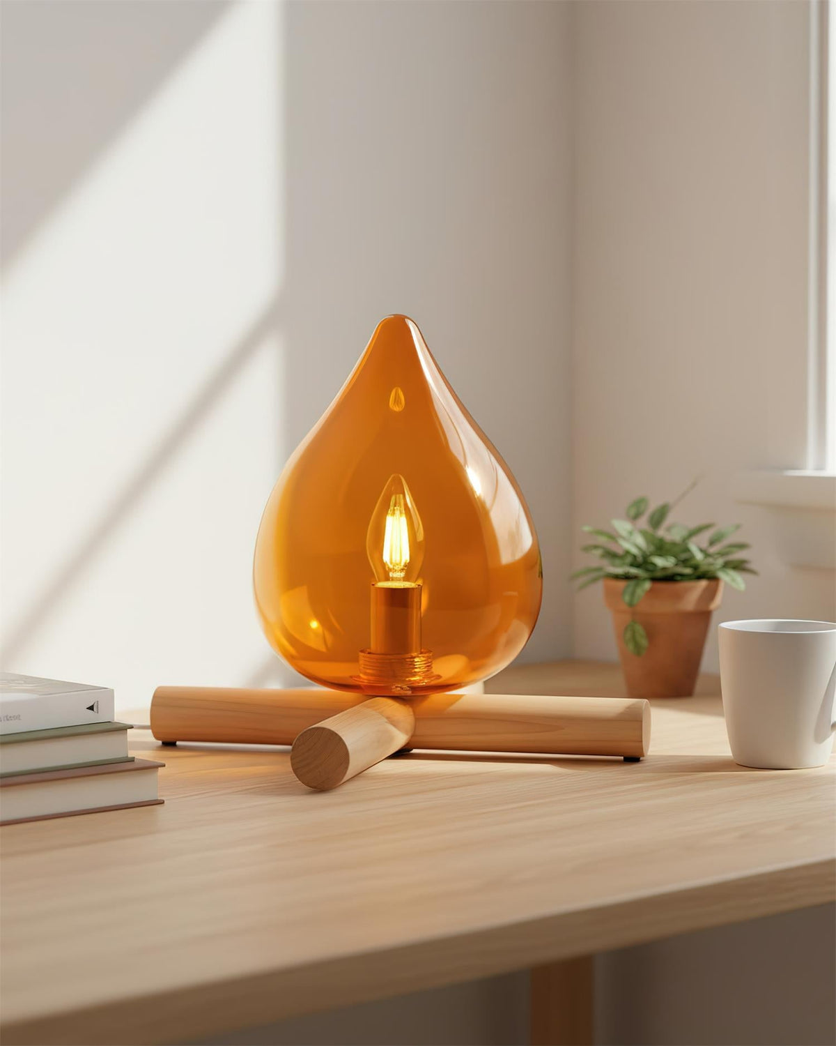 Contemporary Wood Wooden Cross Table Lamp 1-Light