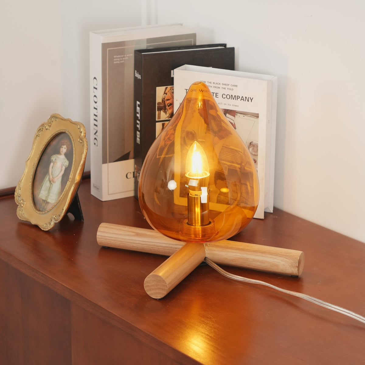 Contemporary Wood Wooden Cross Table Lamp 1-Light