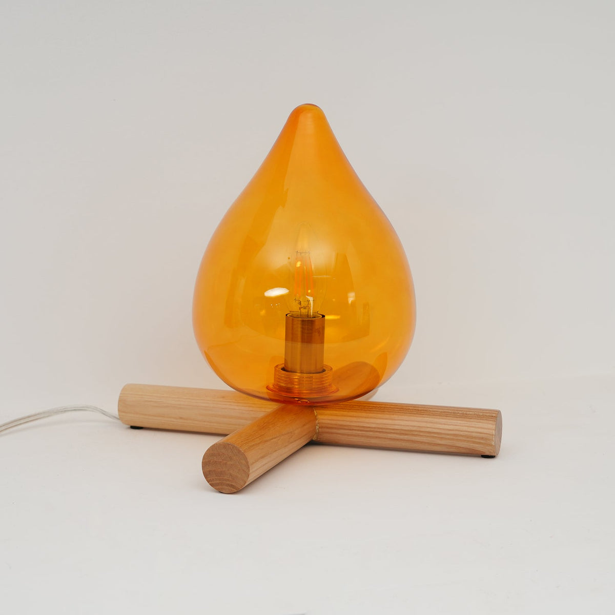 Contemporary Wood Wooden Cross Table Lamp 1-Light