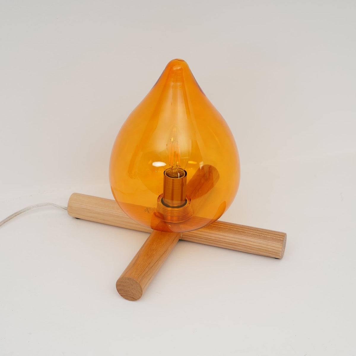 Contemporary Wood Wooden Cross Table Lamp 1-Light