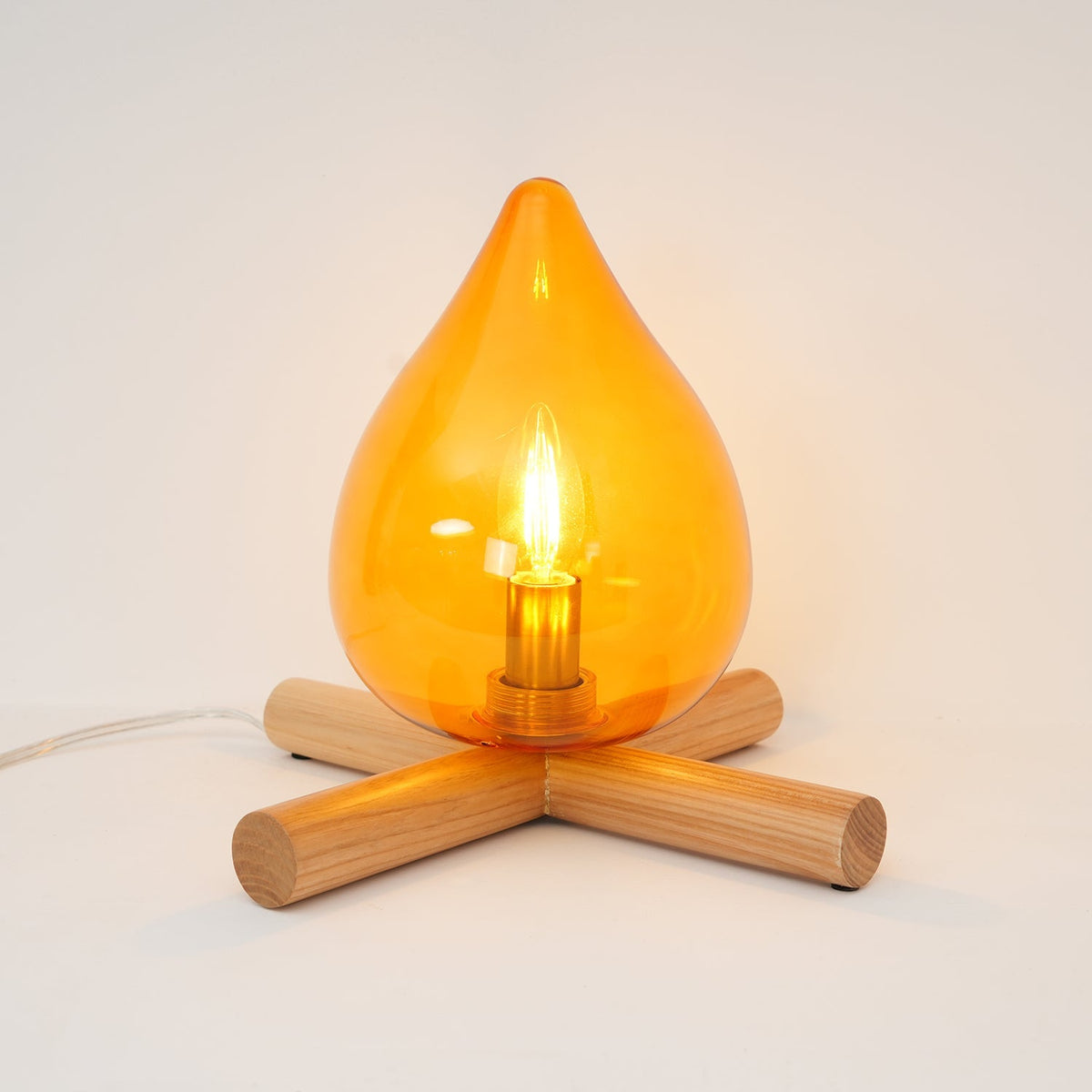 Contemporary Wood Wooden Cross Table Lamp 1-Light