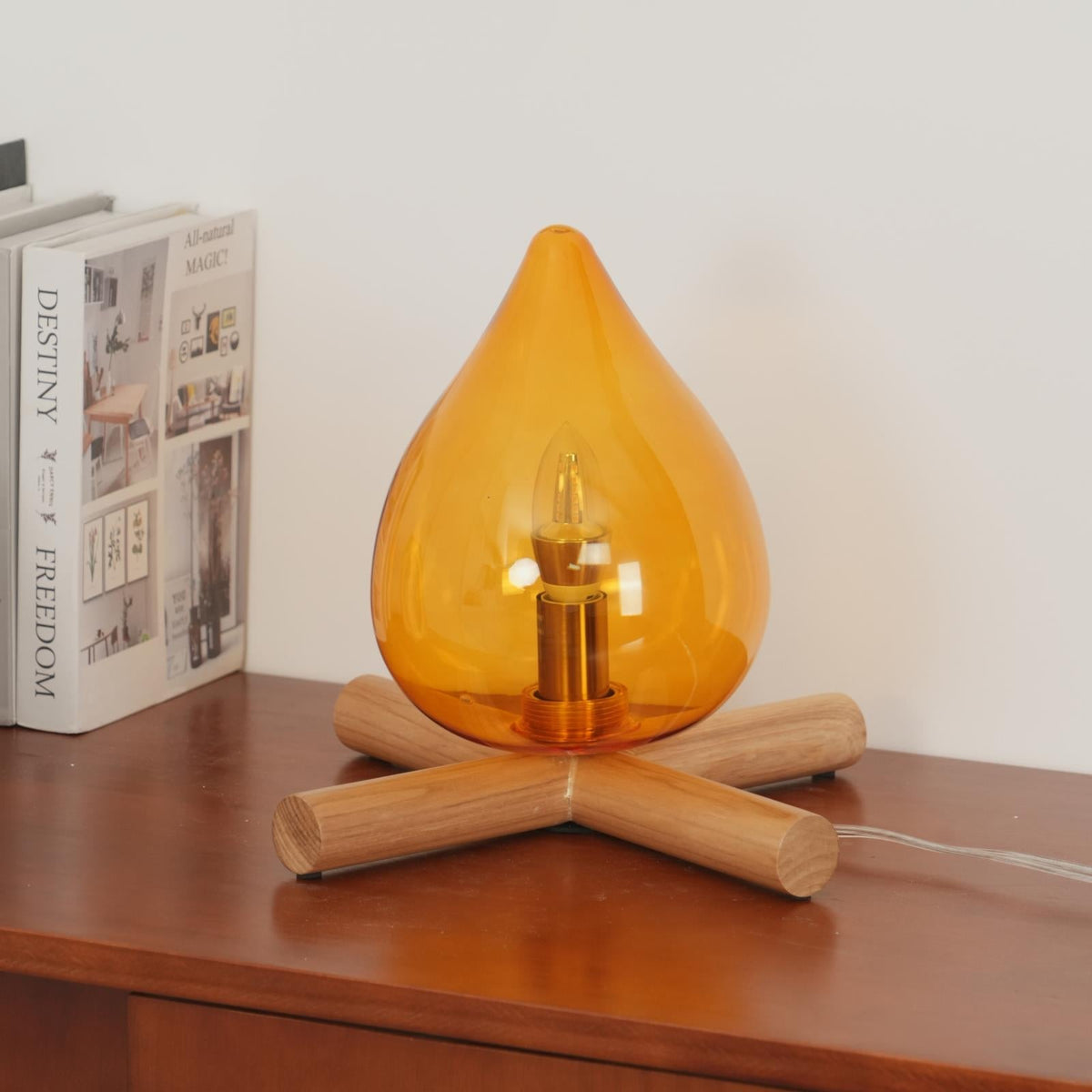 Contemporary Wood Wooden Cross Table Lamp 1-Light