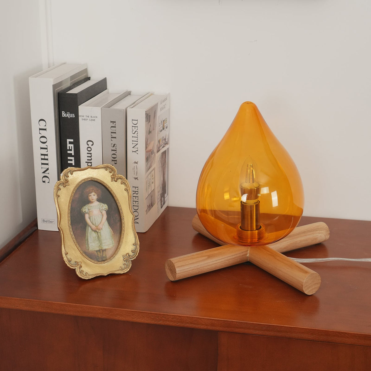Contemporary Wood Wooden Cross Table Lamp 1-Light