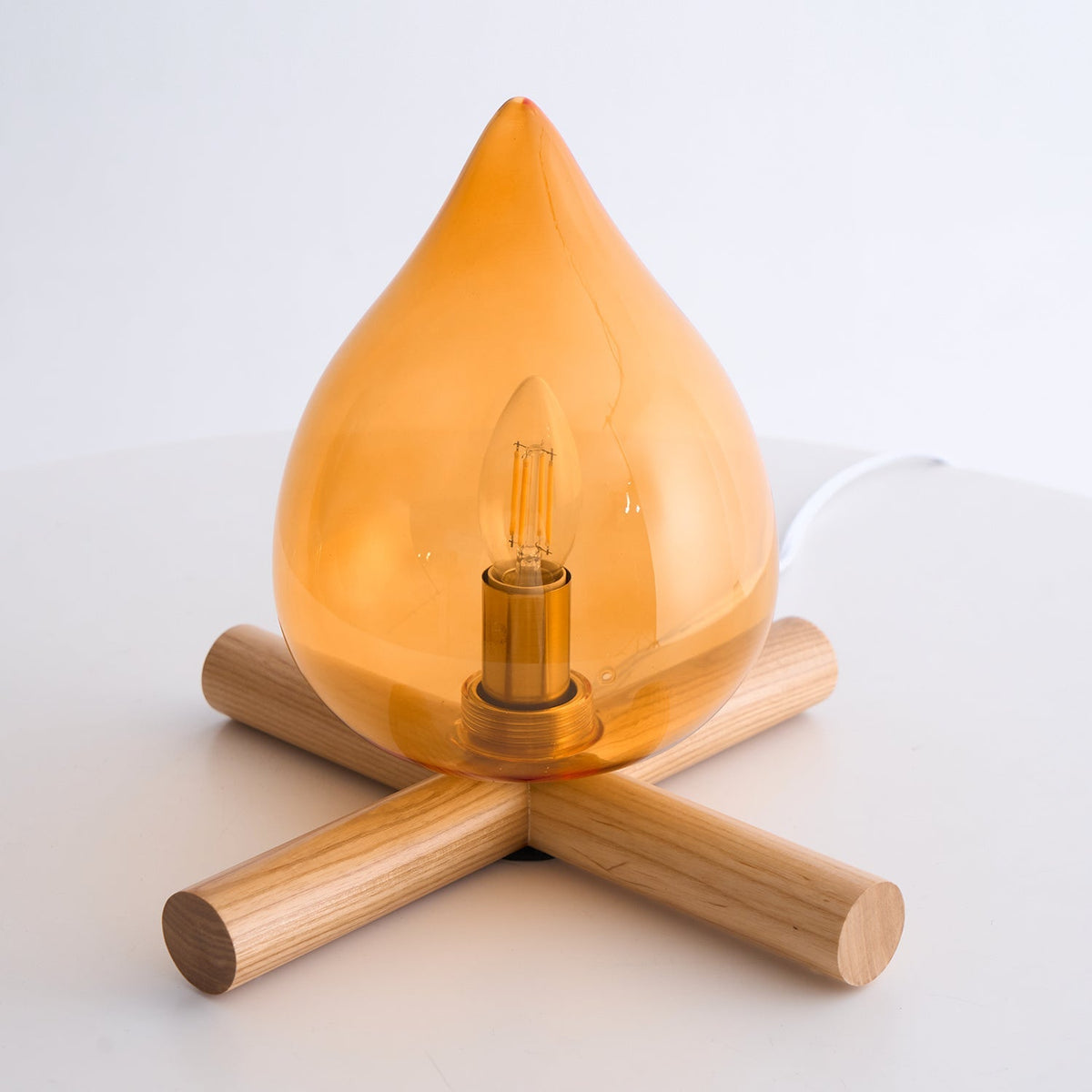 Contemporary Wood Wooden Cross Table Lamp 1-Light