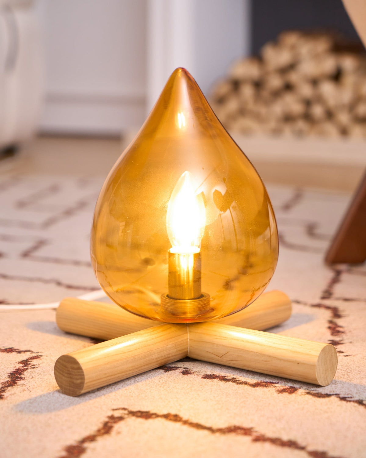 Contemporary Wood Wooden Cross Table Lamp 1-Light