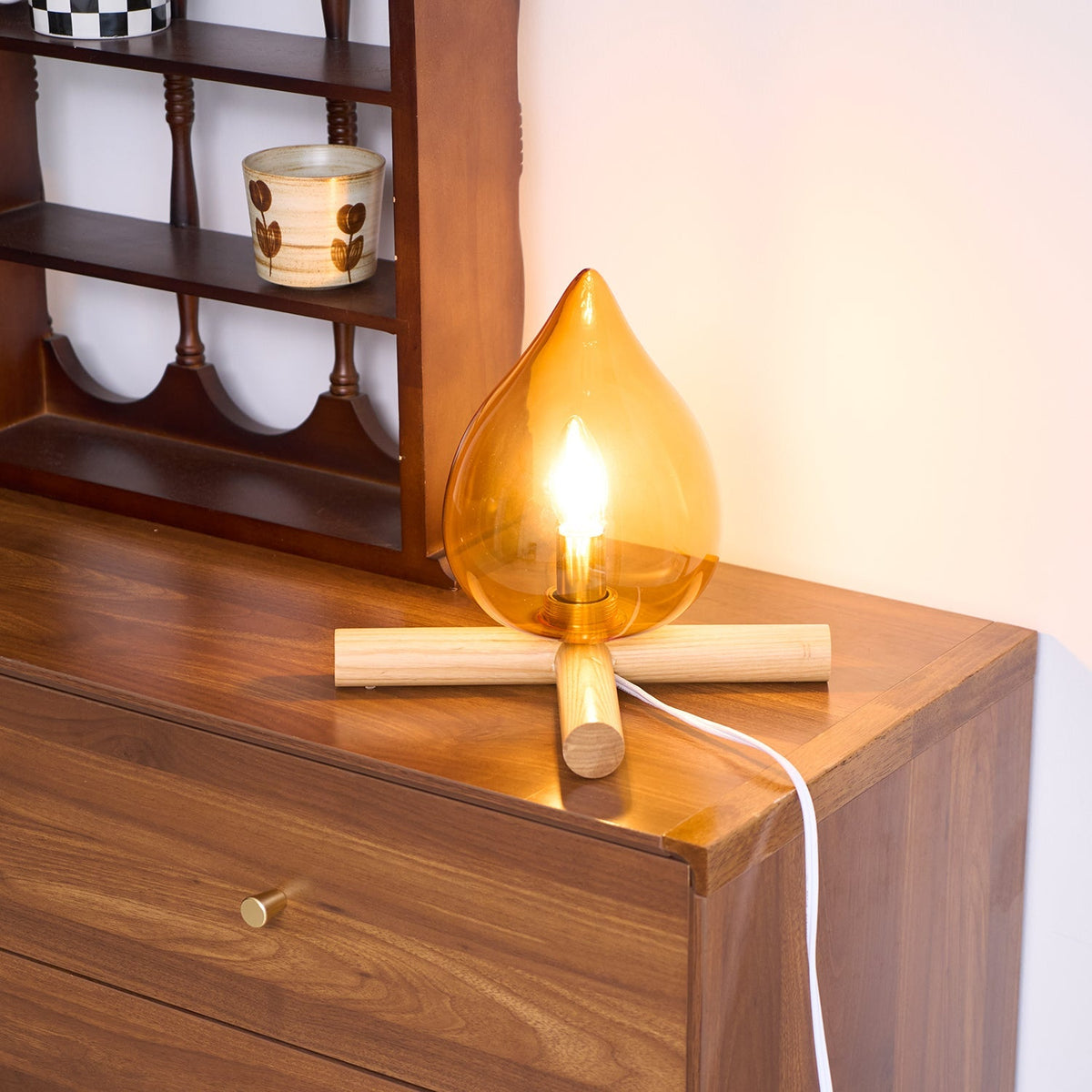 Contemporary Wood Wooden Cross Table Lamp 1-Light