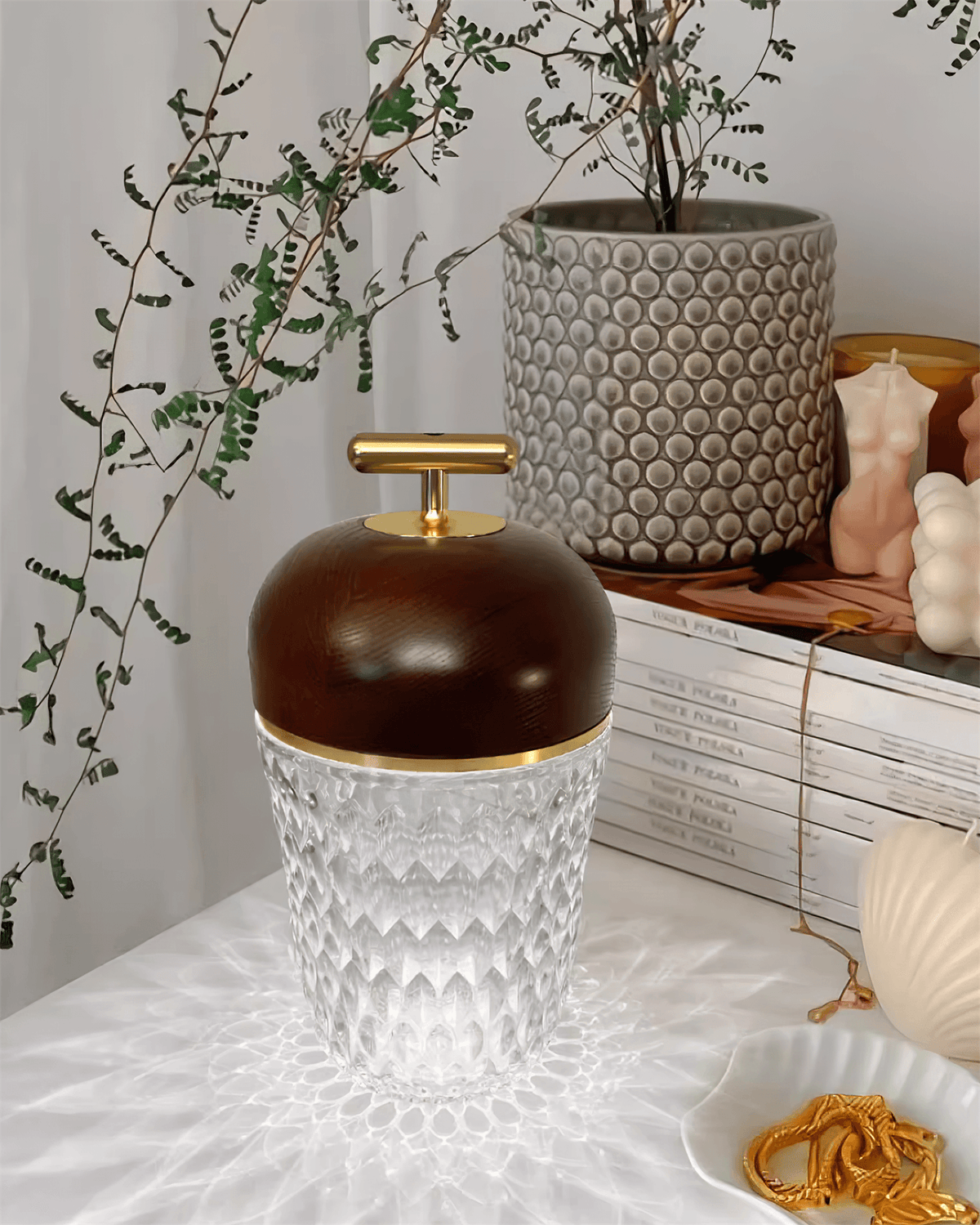 Contemporary Crystal Top Handle Table Lamp 1-Light
