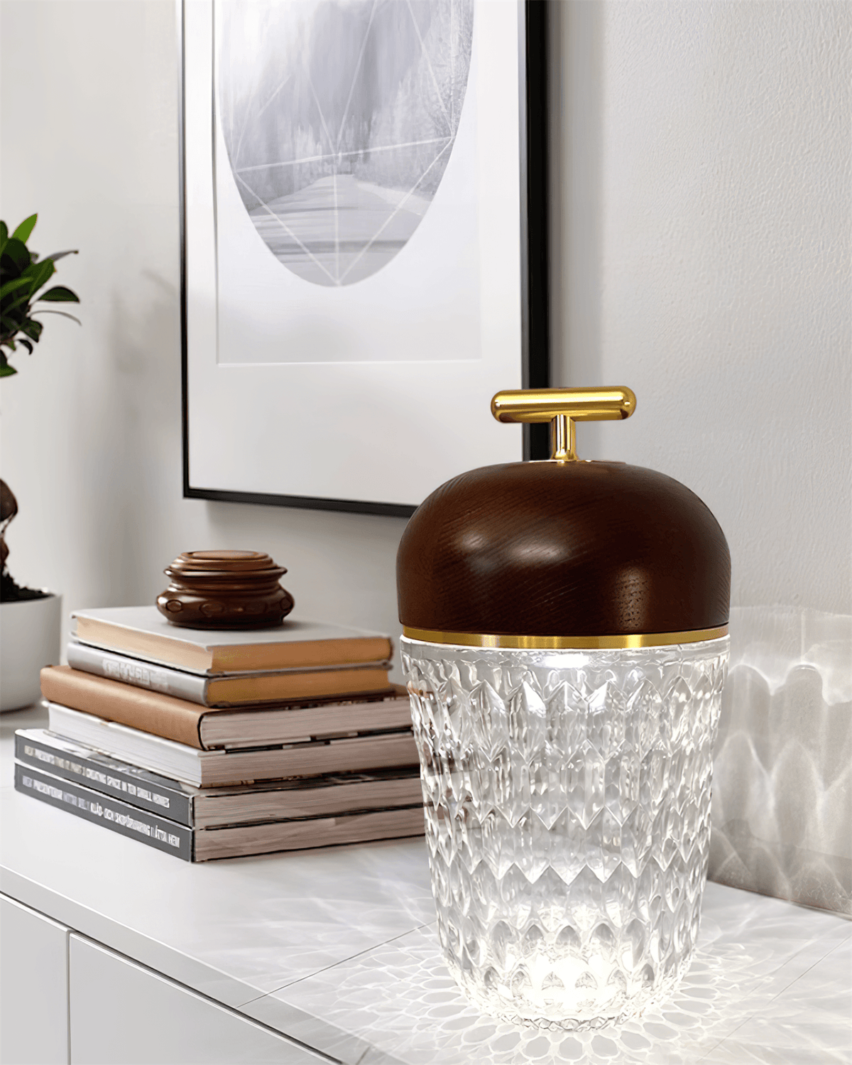 Contemporary Crystal Top Handle Table Lamp 1-Light