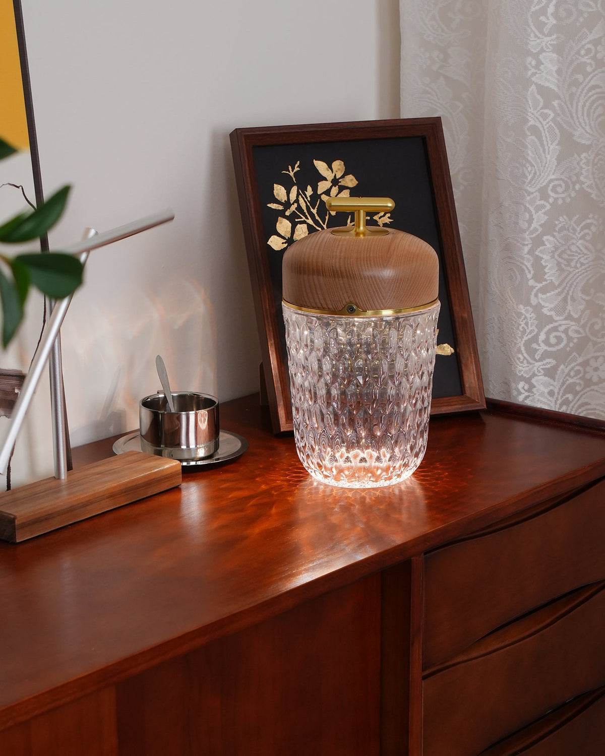 Contemporary Crystal Top Handle Table Lamp 1-Light