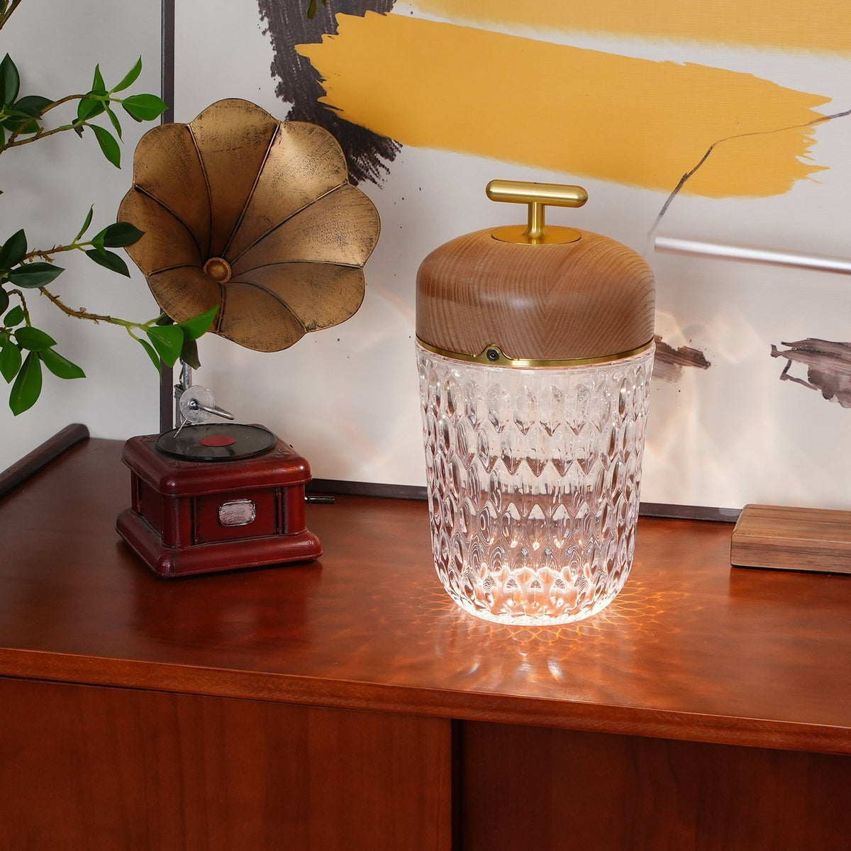 Contemporary Crystal Top Handle Table Lamp 1-Light