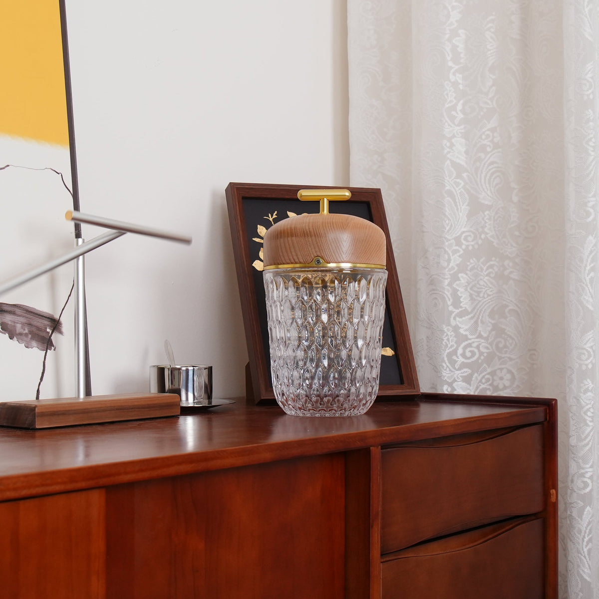 Contemporary Crystal Top Handle Table Lamp 1-Light