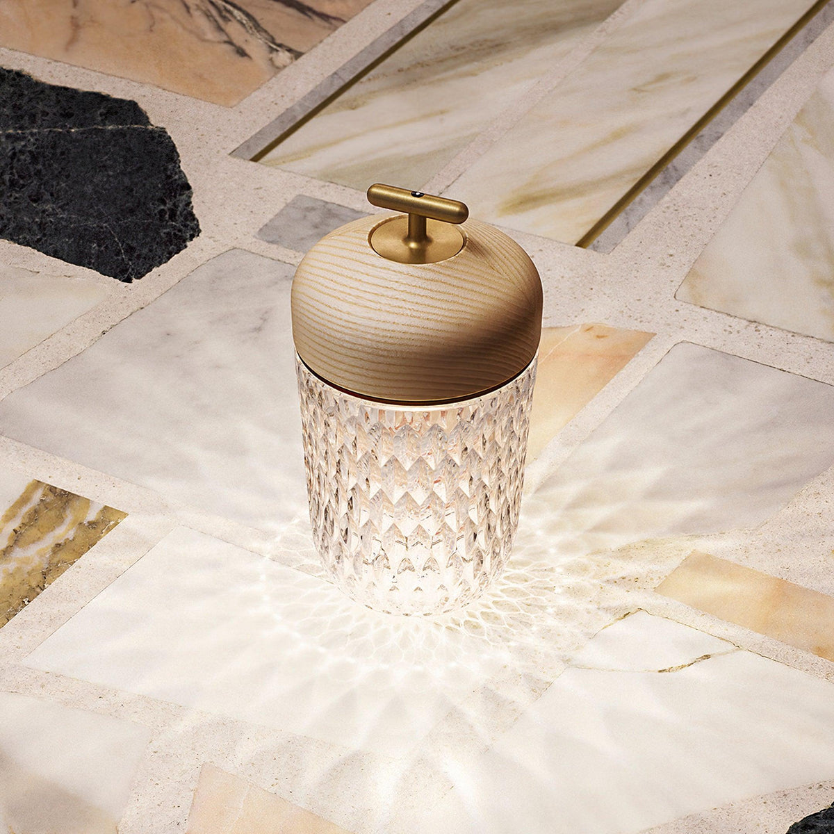 Contemporary Crystal Top Handle Table Lamp 1-Light