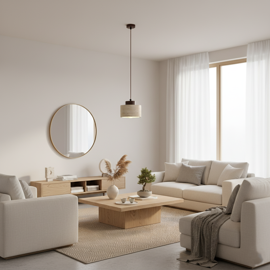 Nordic Stone Natural Shade Pendant Light 1-Light