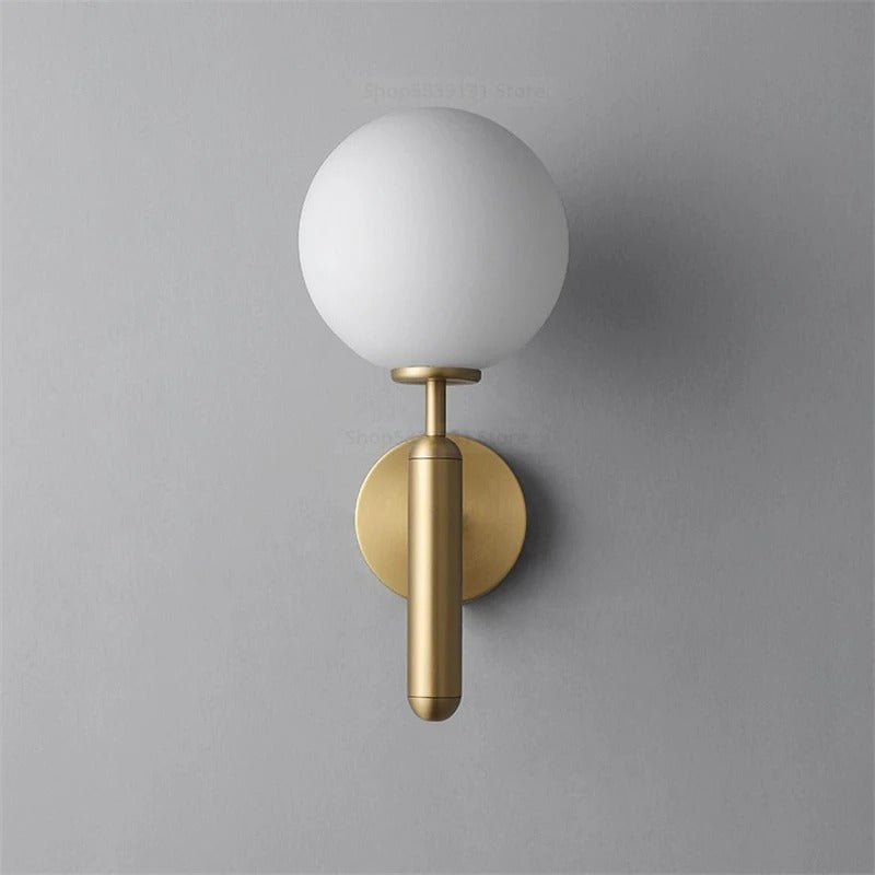Scandinavian Brass Glass Globe Wall Sconce LED 1-Light