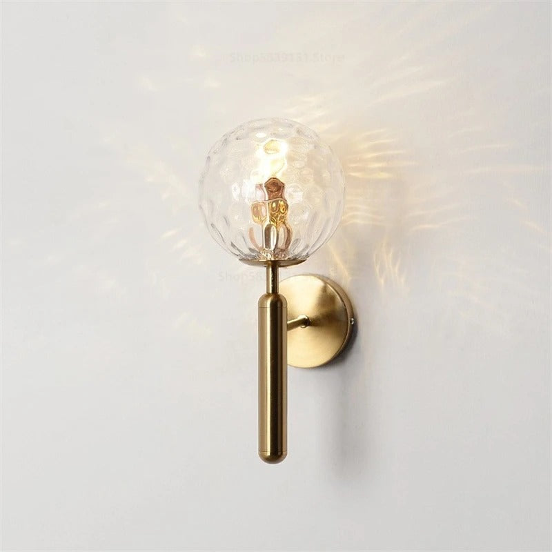 Scandinavian Brass Glass Globe Wall Sconce LED 1-Light