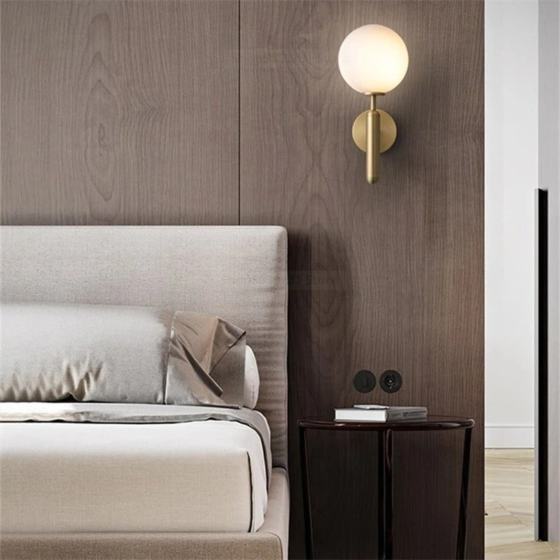 Scandinavian Brass Glass Globe Wall Sconce LED 1-Light