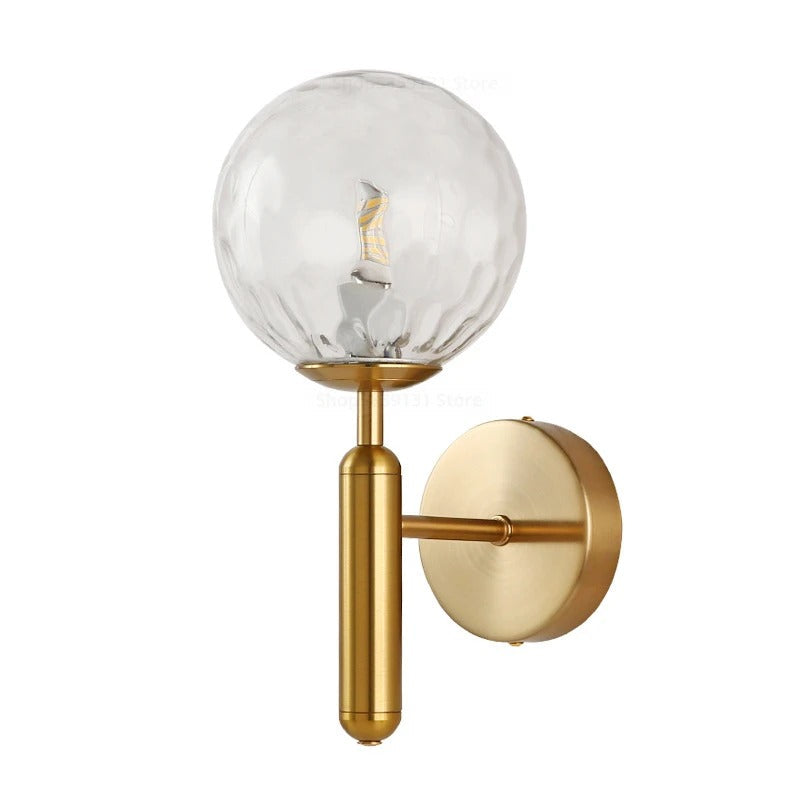 Scandinavian Brass Glass Globe Wall Sconce LED 1-Light