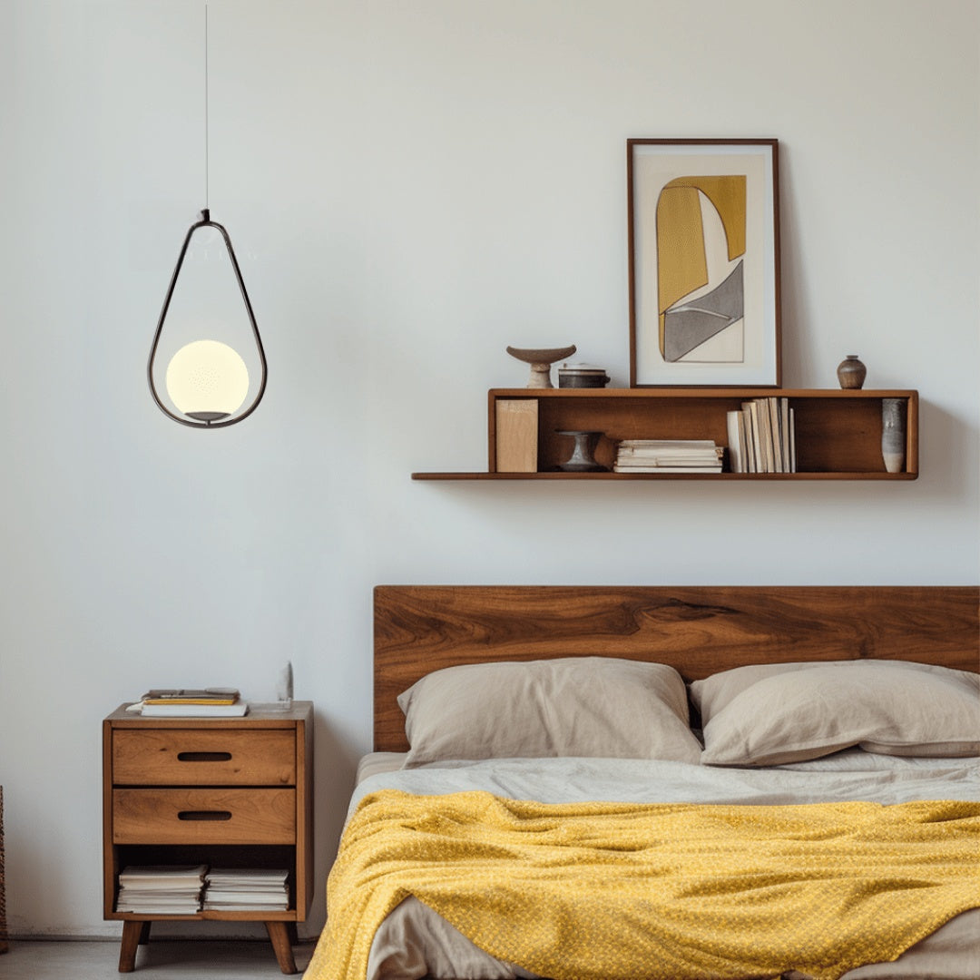 Contemporary Glass Minimal Frame Pendant Light 1-Light