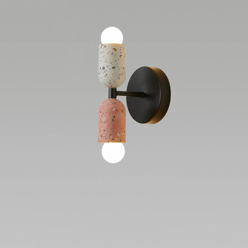 Japanese Wabi-Sabi Cement Cylinder Wall Sconce Lamp 2-Light