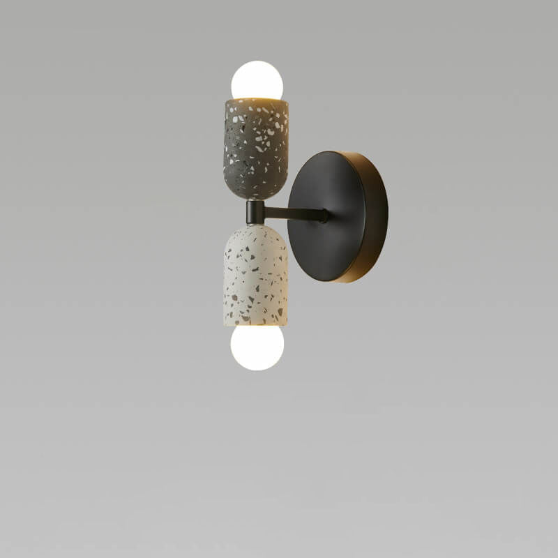 Japanese Wabi-Sabi Cement Cylinder Wall Sconce Lamp 2-Light