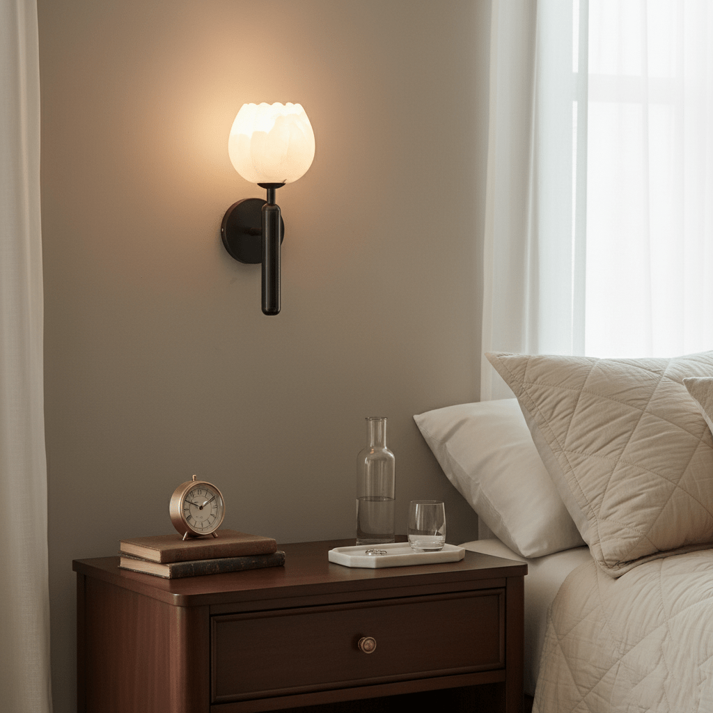 Contemporary Glass Round Backplate Wall Light 1-Light