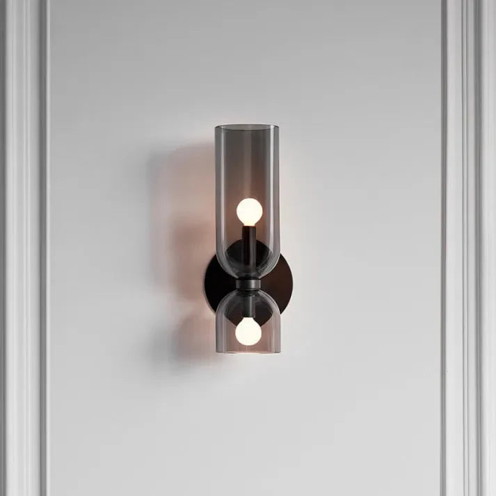 Modern Glass Cylinder LED Wall Light 2-Light
