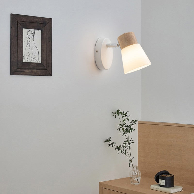 Modern Minimal Wood Cone Wall Sconce Lamp 2-Light