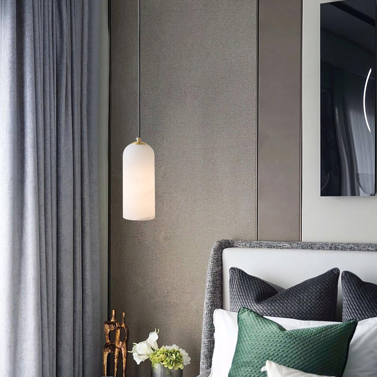 Contemporary Alabaster Single-Drop Design Pendant Light 1-Light
