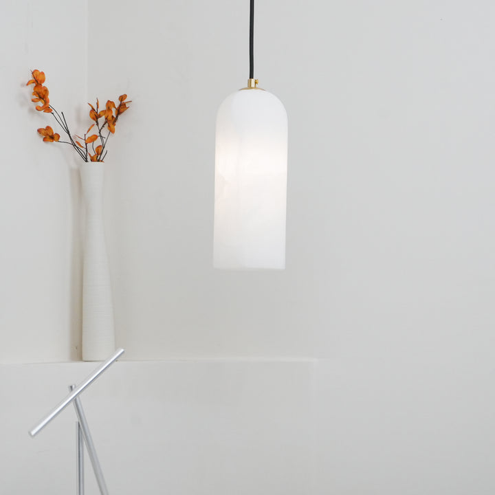 Contemporary Alabaster Single-Drop Design Pendant Light 1-Light